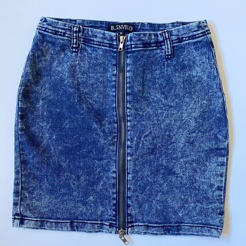 Y2K Acid Wash Mini Zipper Skirt